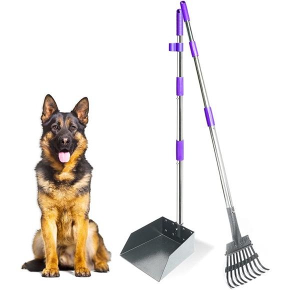 Large & Small Dog - Stainless Dog Pooper Scooper w/ 37.4" No Bending Long Handle - Picture 1 of 6